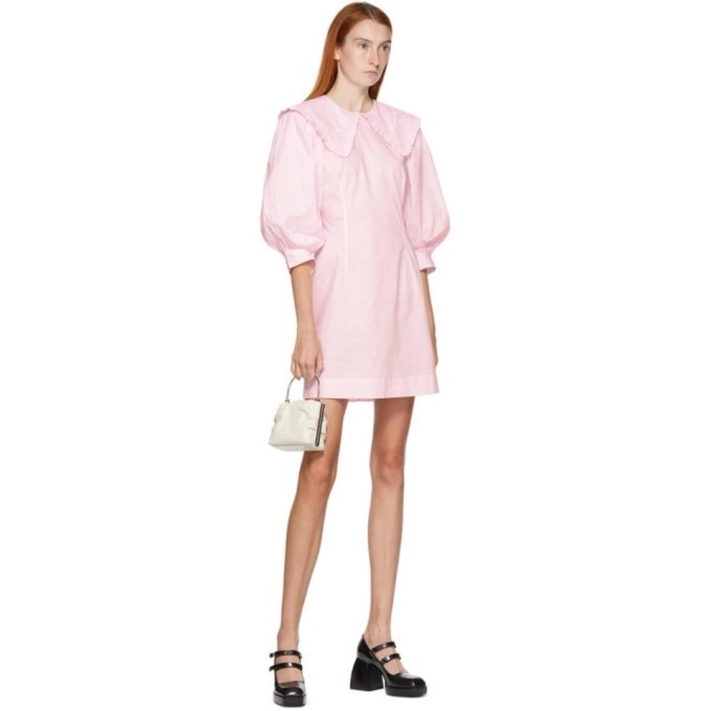 Ganni Pink Poplin Short Dress - Picture 3 of 6